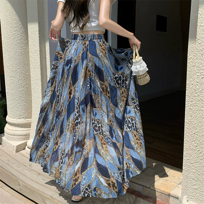 【ボトムス】花柄ロングスカート レディース 夏 ハイウエスト Aライン 着痩せ 美シルエット 体型カバー【SHシリーズ】