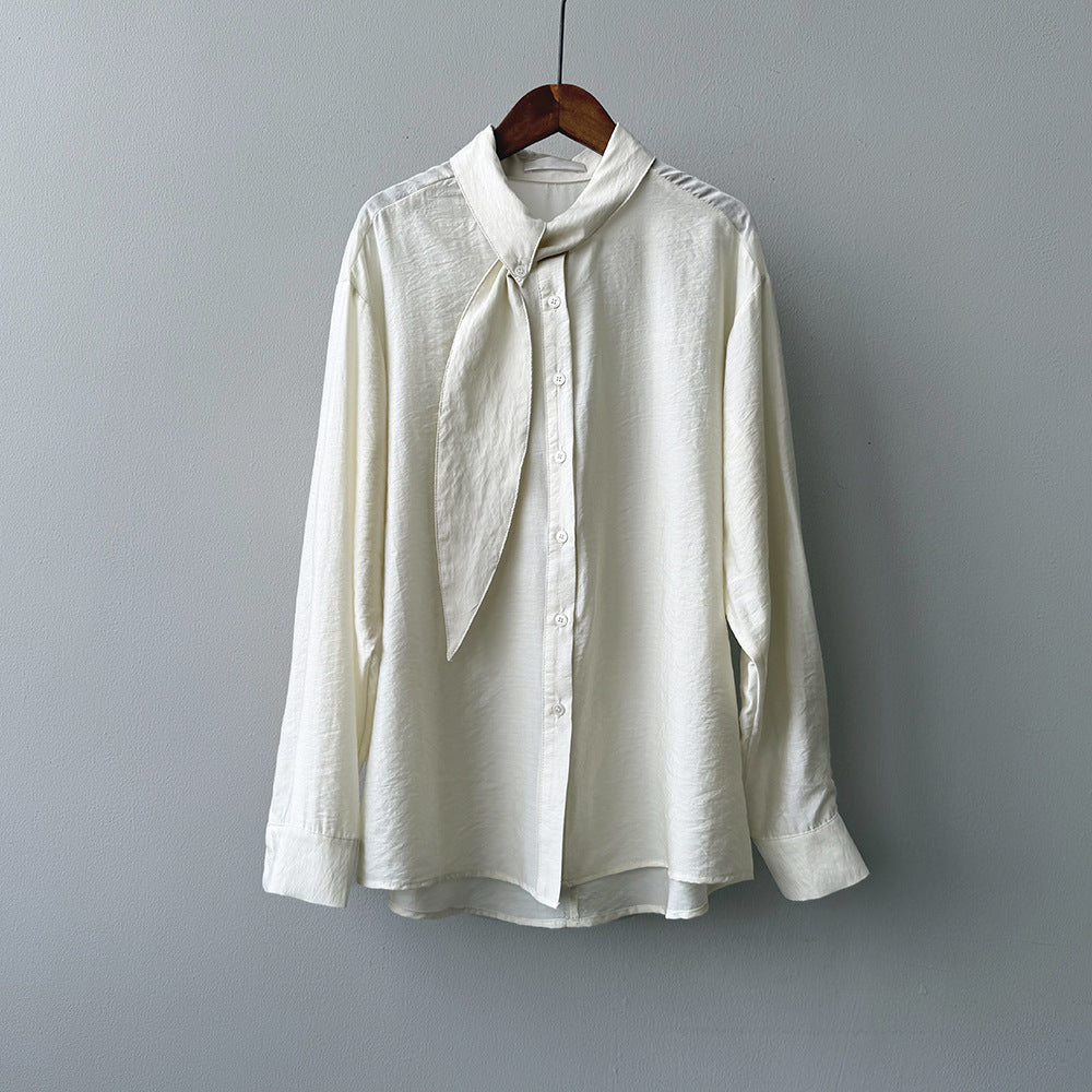 【トップス】春 秋 スカーフカラー 通勤 スリム見え ブラウス 【JZシリーズ】