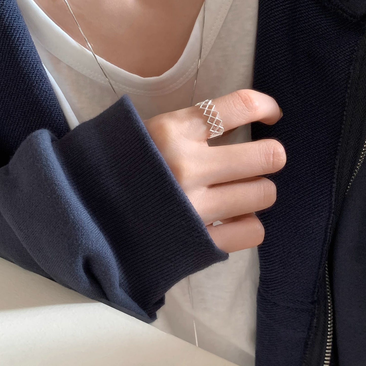 【🎁 B2G1｜先行スタート！】【グッズ】春 秋 冬 夏 ダイヤ柄 インデックス リング 【JZシリーズ】