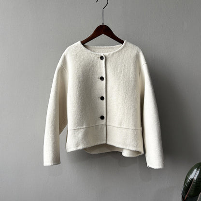 【アウター】上質ウールコート✨レディース 冬 短丈 シンプル 丸首 ゆったりシルエット 大人可愛い【JZシリーズ】