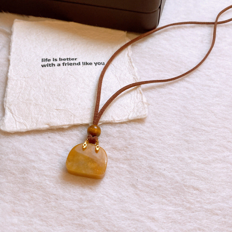 【🎁 B2G1｜先行スタート！】【グッズ】韓国風 カラフル人工タイガーアイ バッグネックレス  ニットチェーン レトロ 高級感 アクセサリー