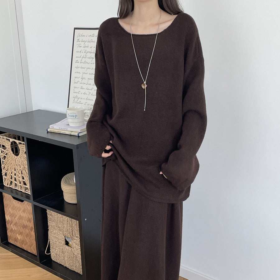 【セットアップ】春 秋 冬 ミディアム丈 セーター + ロングスカート 2点上下セット 【SNシリーズ】