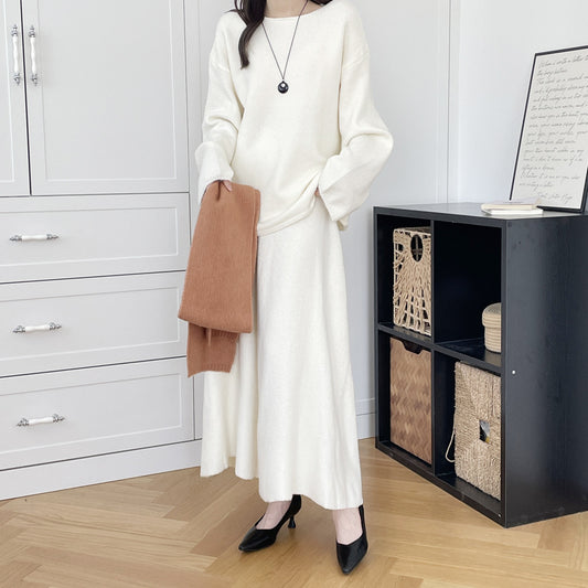 【セットアップ】春 秋 冬 ミディアム丈 セーター + ロングスカート 2点上下セット 【SNシリーズ】