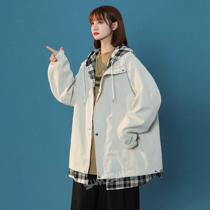 【アウター】レイヤード風 ゆったり 配色 ジップアップ スポーツ ジャケット レディース【FCシリーズ】