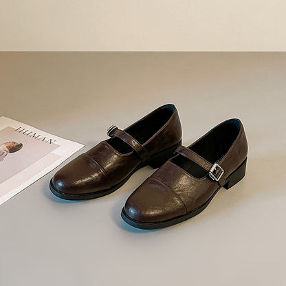 【シューズ】フトレザー ヴィンテージ ローファー 新作 パンプス マリージェーン フレンチスタイル シューズ