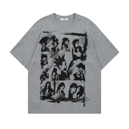 【トップス】アメリカンレトロ 落書きプリント 半袖Tシャツ レディース 夏 ゆったり カジュアル【FCシリーズ】【15〜20日発送】