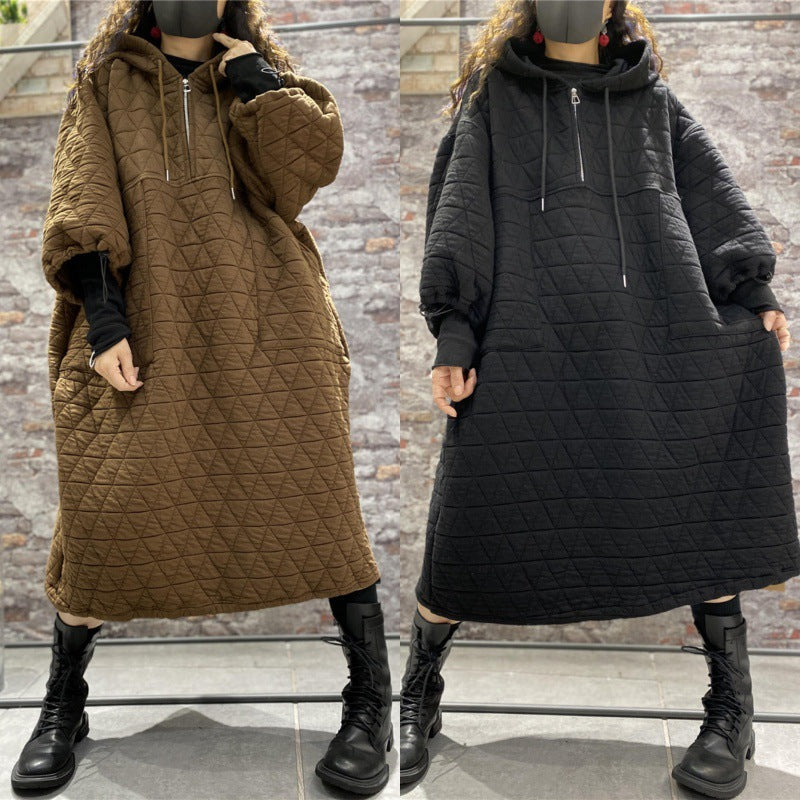 【24AW】【ワンピース】追加TYPE 韓国風 ゆったり プラスサイズ 長袖ワンピース