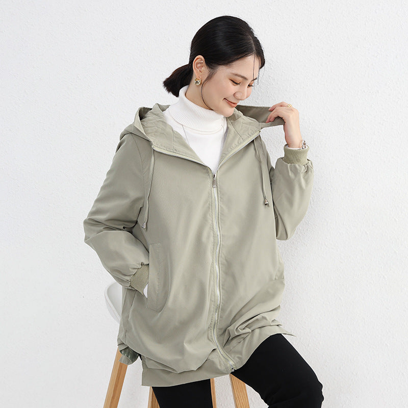 【アウター】春 秋 ゆったり 前短後長 ポケット トレンチコート ジャケット