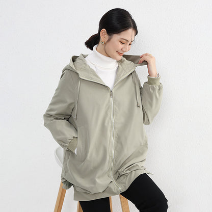 【アウター】春 秋 ゆったり 前短後長 ポケット トレンチコート ジャケット