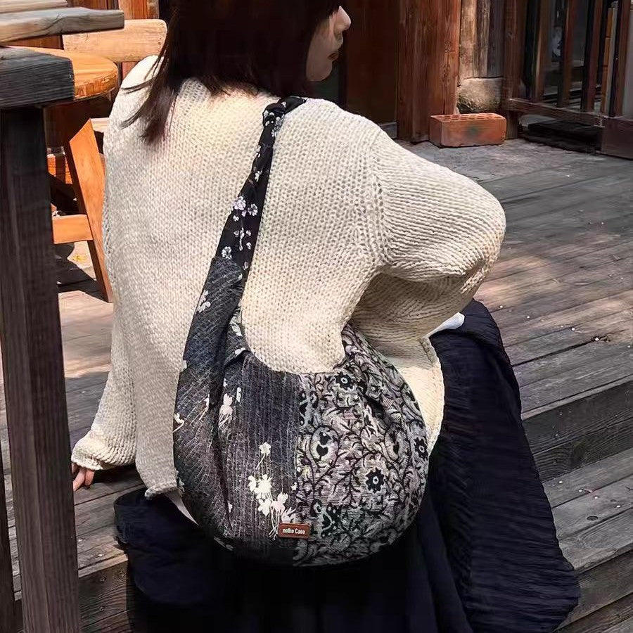 【バッグ】新中式風 ピンチングデザイン 切り替え ボディバッグ/ショルダーバッグ【SHシリーズ】