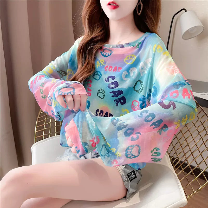 60%OFF⭐️【トップス】アイスシルク 薄手 ゆったり 合わせやすい 長袖Tシャツ【SHシリーズ】