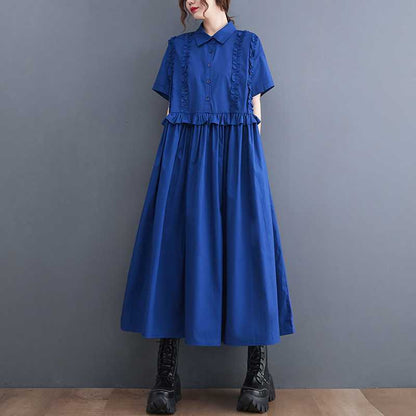 【ワンピース】夏 大人可愛い ゆったり 半袖ワンピース｜ウエスト切り替え＆ミディ丈で体型カバー【ANシリーズ】