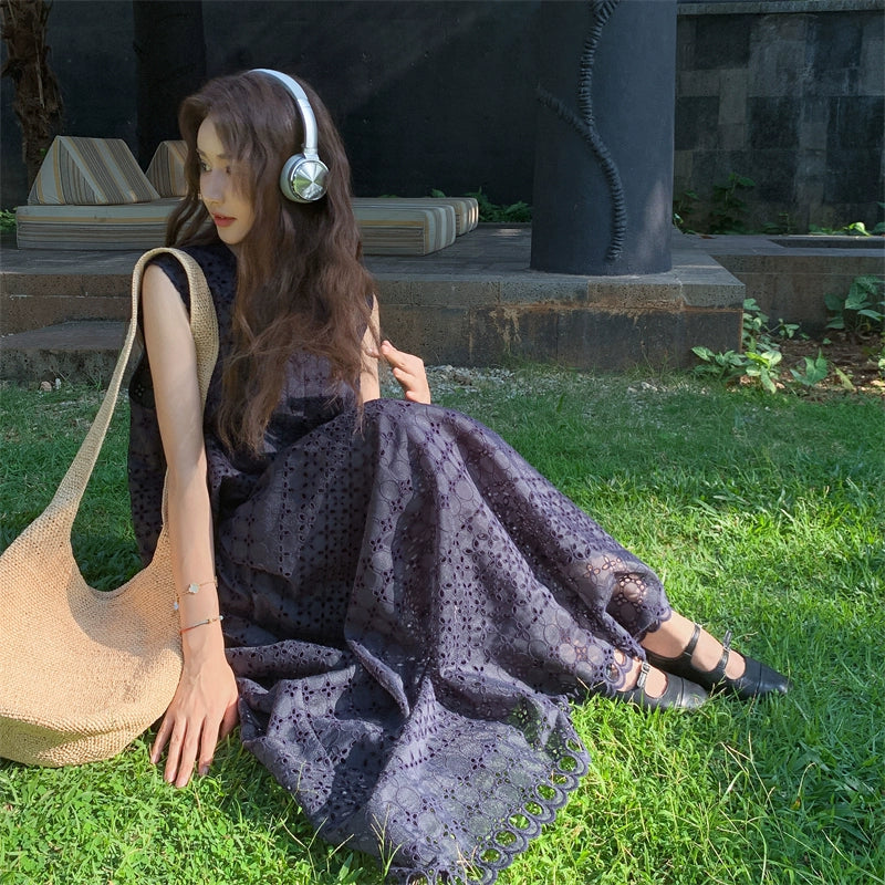 【ワンピース】夏新作 バカンス風 フレンチスタイル ノースリーブワンピース