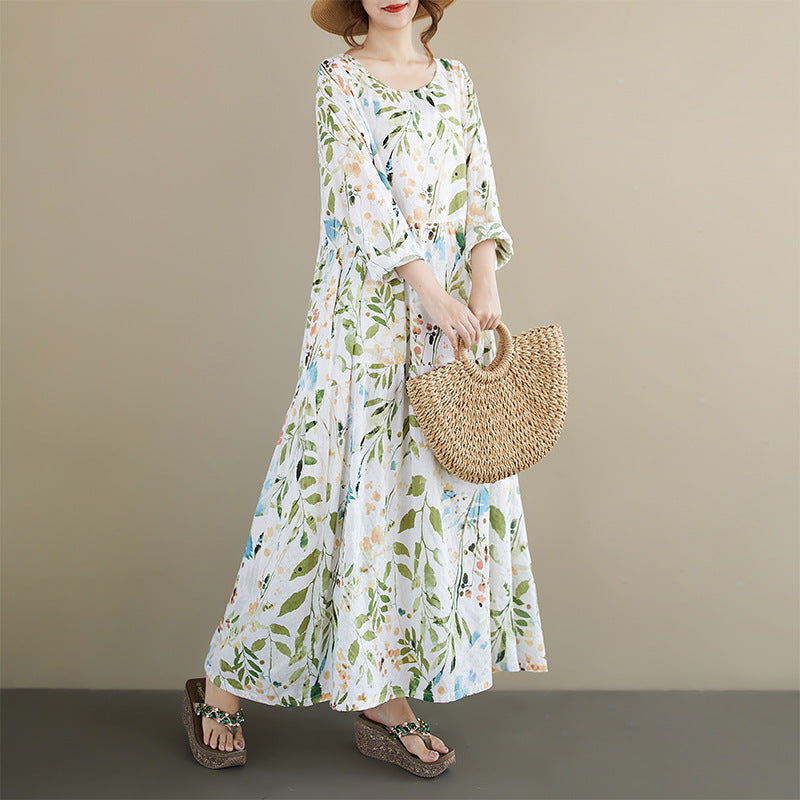 期間限定🍂60%OFF【ワンピース】ナチュラル風ロングワンピース レディース 長袖 ゆったり リラックス リゾート 大人可愛い【SHシリーズ】
