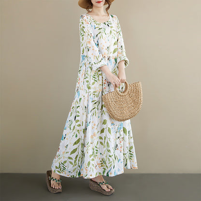 期間限定🍂60%OFF【ワンピース】ナチュラル風ロングワンピース レディース 長袖 ゆったり リラックス リゾート 大人可愛い【SHシリーズ】