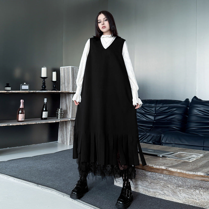 【ワンピース】春 秋 冬 Vネック レース  Aライン ワンピース 【AHシリーズ】