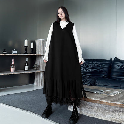 【ワンピース】春 秋 冬 Vネック レース  Aライン ワンピース 【AHシリーズ】