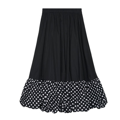 【ボトムス】春 秋 冬 ウエストゴム バルーン裾 ドット切り替え Aライン スカート 【AHシリーズ】