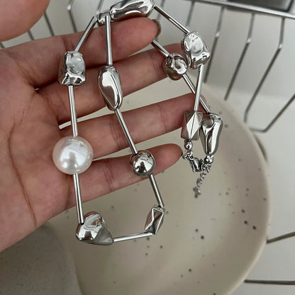 【🎁 B2G1｜先行スタート！】【グッズ】メタル×パール ネックレス レディース 高級感 個性派 チョーカー チョーカーネックレス