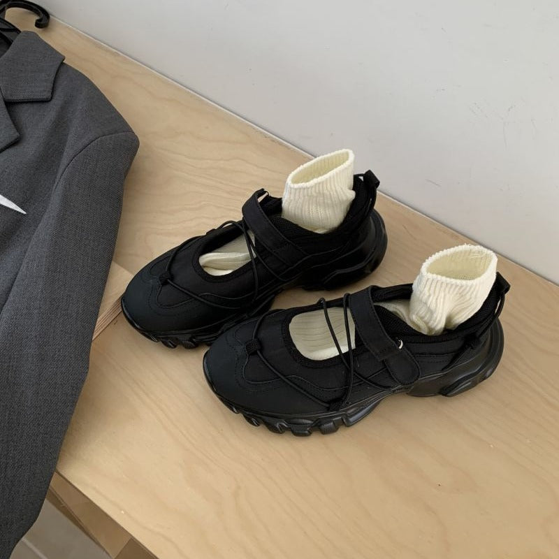 【シューズ】プラットフォームシューズ ラウンドトゥ 厚底 スポーツ パンプス/スニーカー