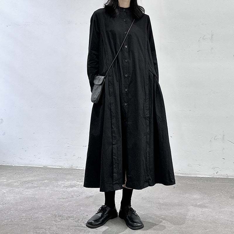 【24AW】【ワンピース 】秋新作 着痩せ ルーズ 長袖 Aライン シャツワンピース【AHシリーズ】