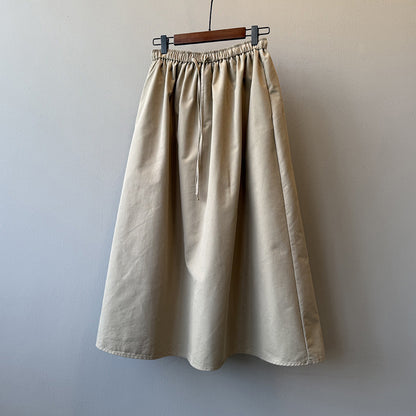 【ボトムス】韓国風 ハイウエスト ワークスカート レディース 秋新作 エレガント シンプル Aライン 細見えミモレ丈スカート【JZシリーズ】