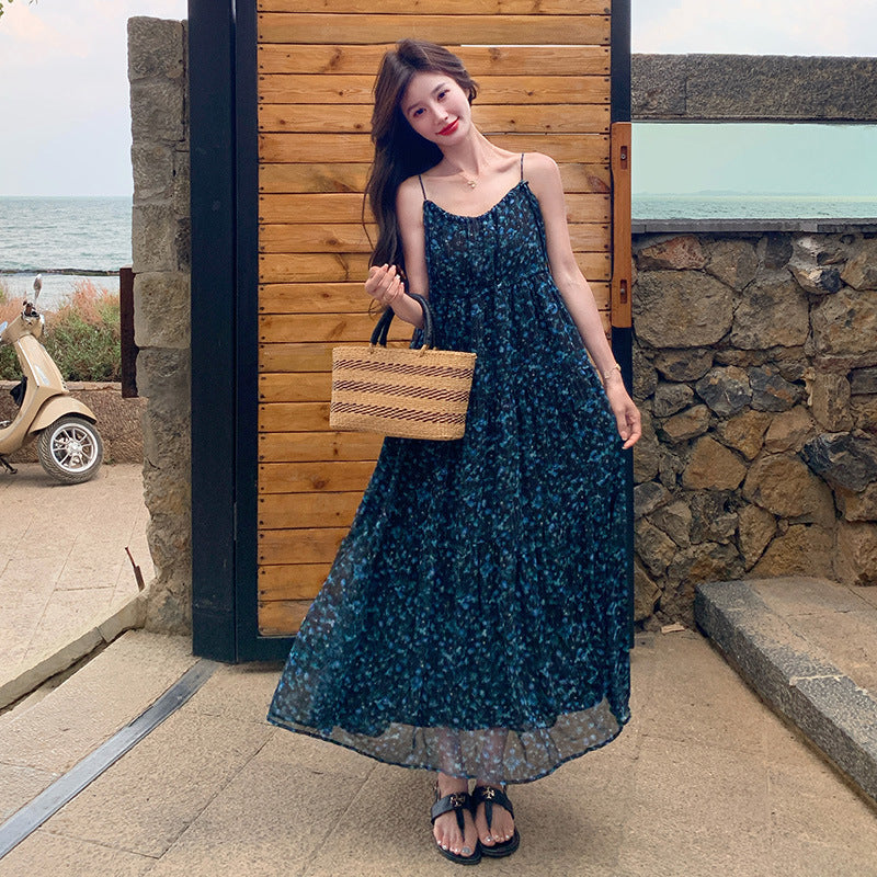 【ワンピース】清涼感あふれる絶美な夏新作 ファッショナブルなリゾート風 花柄ノースリーブワンピース【SHシリーズ】