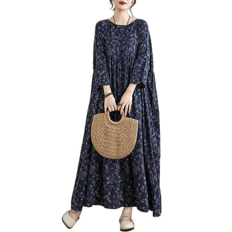 【ワンピース】春 秋 冬 花柄 ゆるリラックス 長袖 ワンピース 【JZシリーズ】