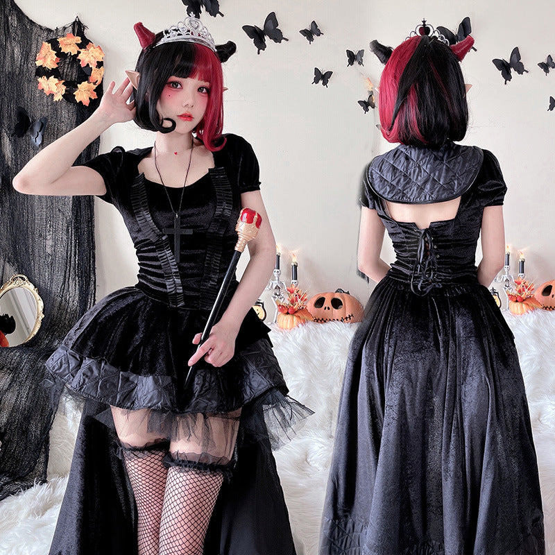 【ハロウィン】コスプレ 衣装 レディース 女王 ドレス ゴシック ダーク 女王様 魔女風 大人用 パーティー 仮装