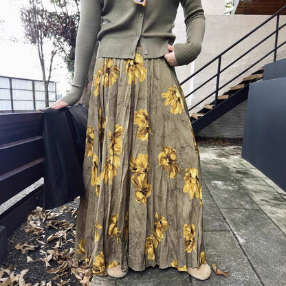 【60%OFF⭐️早い者勝ち】✅️オールシーズン着用OK！【ボトムス】レトロ 秋冬新作 ゆったり体型カバー 大きめフレア ロング フラワー 裏起毛スカート【SHシリーズ】