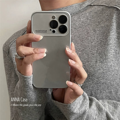 【グッズ】高級感 シンプル クリア シルバーグレー 大窓 iPhone17 Pro Max対応 iPhone17 / 16 Pro Max / 16 / 15 Pro / 14対応 光沢 新作 全面保護 耐衝撃 ケース