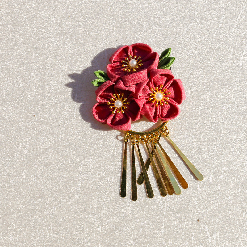 【セットアップ】夏 手作り布製  髪飾り つまみ細工風 和風ヘアアクセサリー 【SHシリーズ】