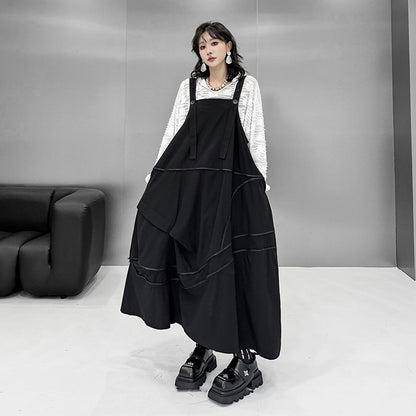 【ワンピース】春 秋 冬 ジッパー切り替えサロペットワンピース 【AHシリーズ】