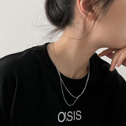 【グッズ】ミニマルデザイン 2連ネックレス レディース シンプル おしゃれ 華奢見え チェーンネックレス 重ね付け アクセサリー