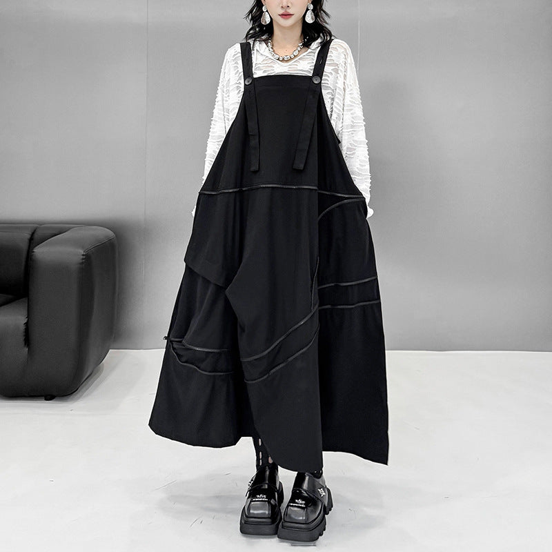 【ワンピース】春 秋 冬 ジッパー切り替えサロペットワンピース 【AHシリーズ】