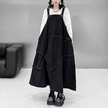 【ワンピース】春 秋 冬 ジッパー切り替えサロペットワンピース 【AHシリーズ】