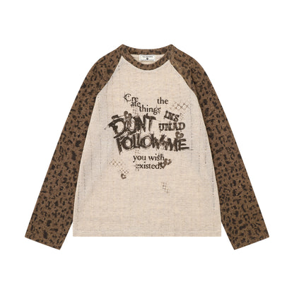 【トップス】ヒョウ柄プリントシアーTシャツ レディース 薄手 長袖 ストリートカジュアル【FCシリーズ】