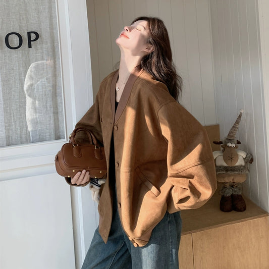 【アウター】アメリカン スエード ゆったり リラックス 春 秋 冬 合わせやすい ジャケット【JZシリーズ】