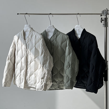 【アウター】ホワイトダックダウン レディース 冬 軽量 ダイヤキルト ダウンジャケット ダウンコート【JZシリーズ】