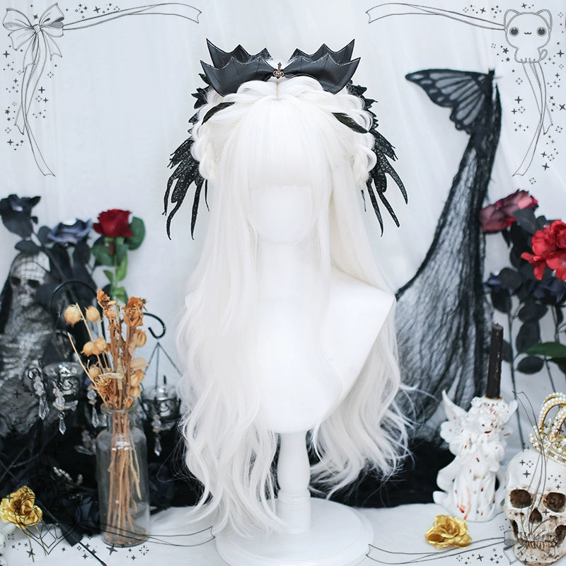【ハロウィン】ロリータ ウィッグ フルウィッグ ホワイト ロング 巻き髪 自然感 小顔効果 JK風