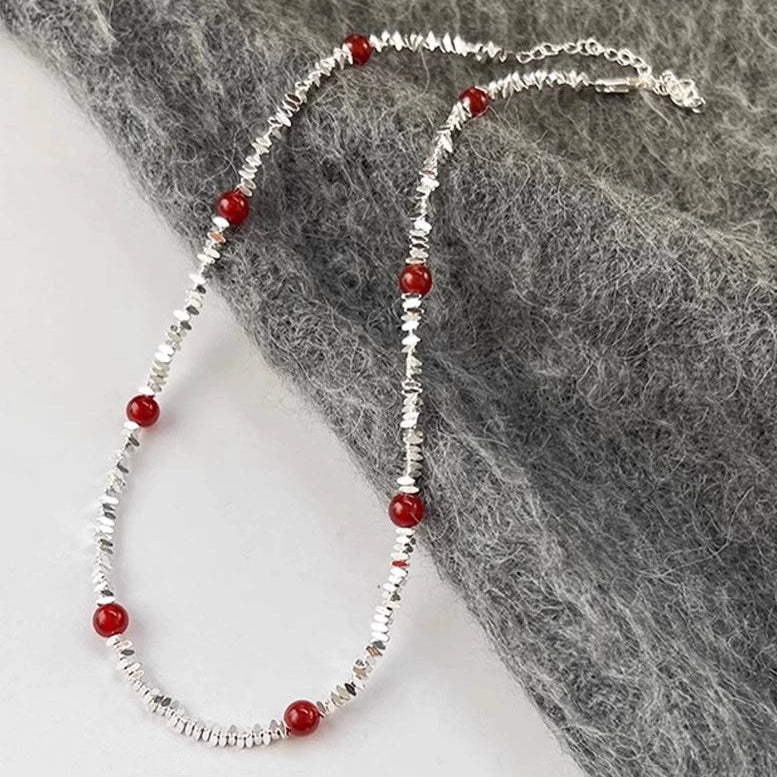 【🎁 B2G1｜先行スタート！】【グッズ】上品◎レッドアゲート×925純銀ネックレス｜存在感抜群のレディースアクセサリー