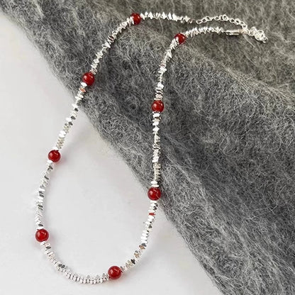 【🎁 B2G1｜先行スタート！】【グッズ】上品◎レッドアゲート×925純銀ネックレス｜存在感抜群のレディースアクセサリー