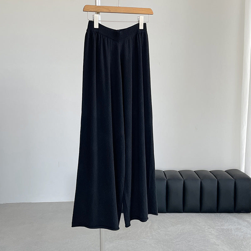 【ボトムス】ウール ゆったり細見えニットワイドパンツ レディース リラックス感たっぷり ロングパンツ【JZシリーズ】