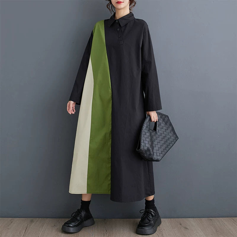 【60%OFF⭐️早い者勝ち】【ワンピース】ゆったり 大きいサイズ ピンチバック チュニックドレス シンプル カジュアル 通勤 スウィート 長袖 ワンピース【JZシリーズ】