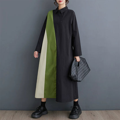 【60%OFF⭐️早い者勝ち】【ワンピース】ゆったり 大きいサイズ ピンチバック チュニックドレス シンプル カジュアル 通勤 スウィート 長袖 ワンピース【JZシリーズ】