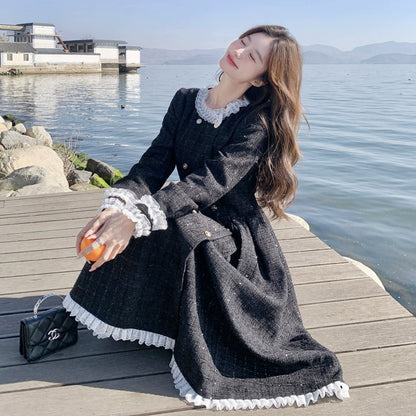 【ワンピース】春 秋 冬 フレンチスタイル 高級感 大人可愛い 着痩せ 気質よい 長袖ワンピース【JZシリーズ】