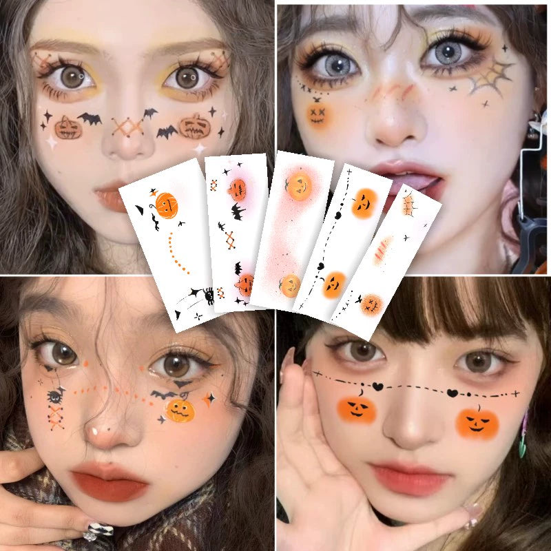 11種類【ハロウィン】ダークゴシック風 メイク用タトゥーシール ハロウィン 薔薇＆茨 フェイスステッカー ハートチーク風 メイクシール