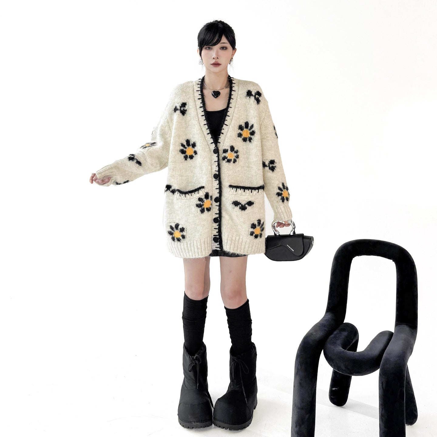 【トップス】春 秋 冬 フラワー ニット アウター ニット セーター 【AHシリーズ】