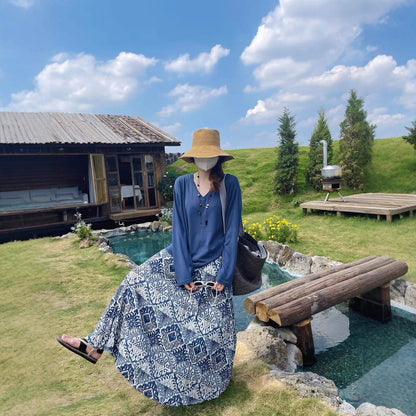 期間限定⭐️60%OFF【ボトムス】ヴィンテージ風 ハイウエスト Aライン ロング丈 スカート 【SHシリーズ】