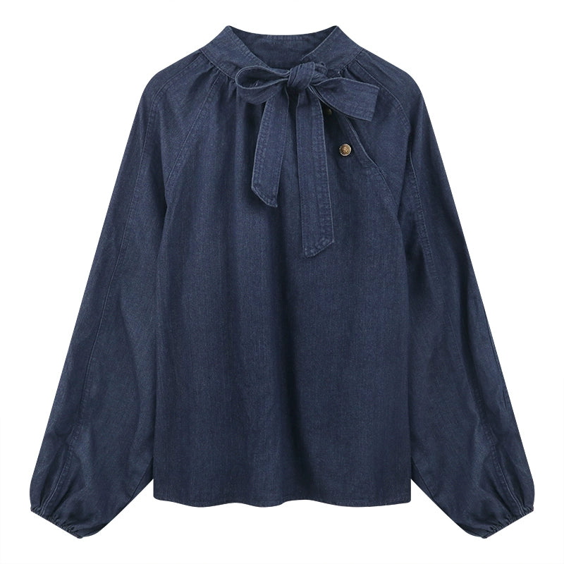 【24AW】【ボトムス】レトロ スタイリッシュ リボン付き シャツ+パンツ 上下セット